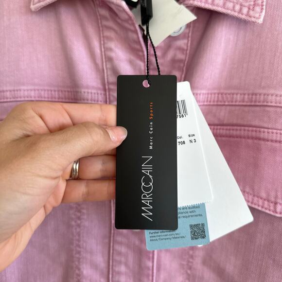 Marc Cain Twill Shirt Denim Shacket Bright Pink Lavender 8 NWT - Picture 7 of 12